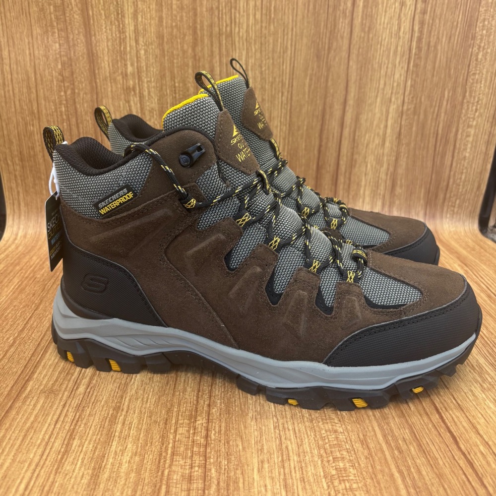 Skechers Rickter-Branson Hiking Boots Mens‎ 9.5 Khaki NEW Waterproof Relaxed Fit